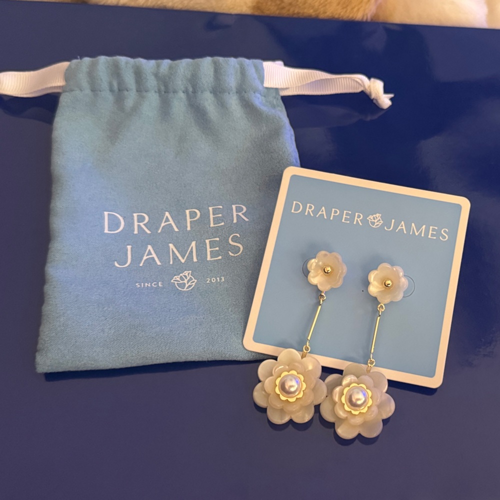 Draper James White and Gold Floral Earrings